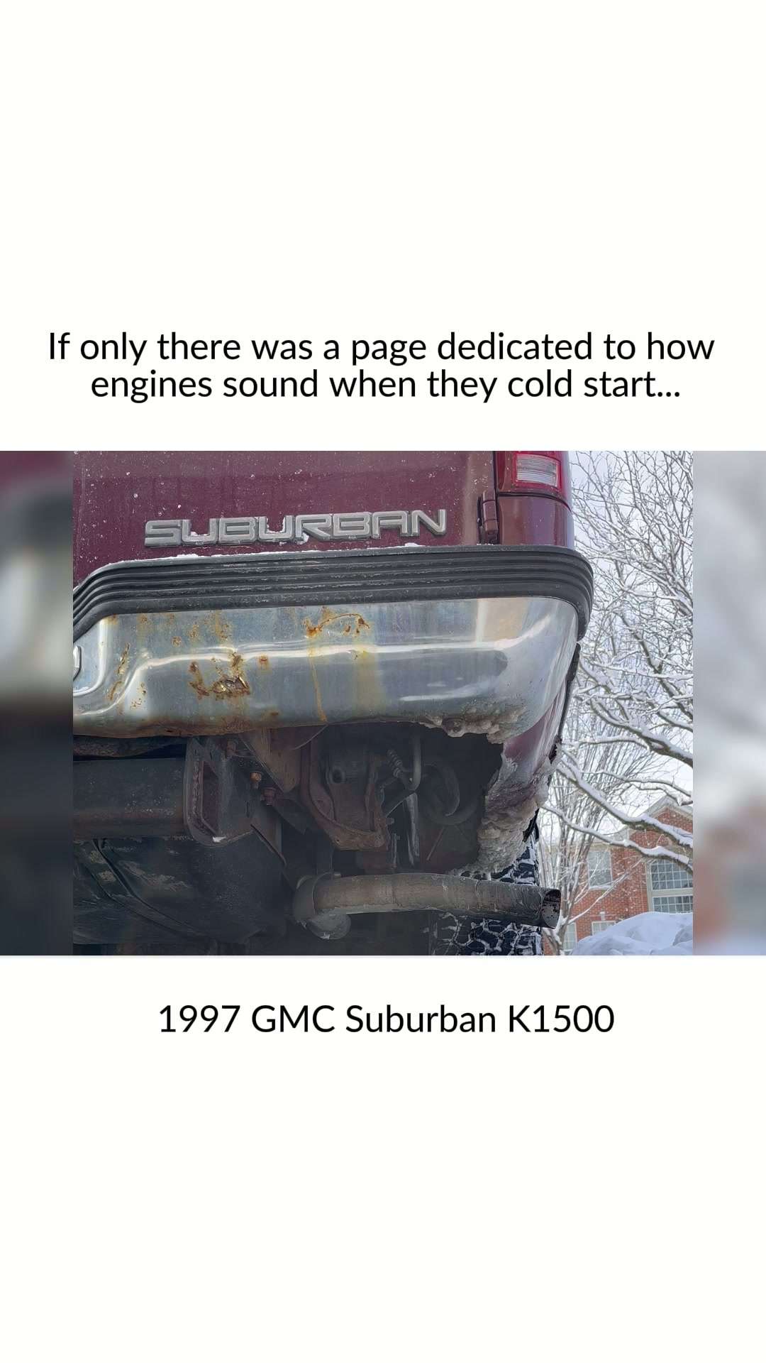 1997 GMC Suburban K1500

#reels #coldstart #viral #explorer #truck #gmc #gmcsuburban #suburban