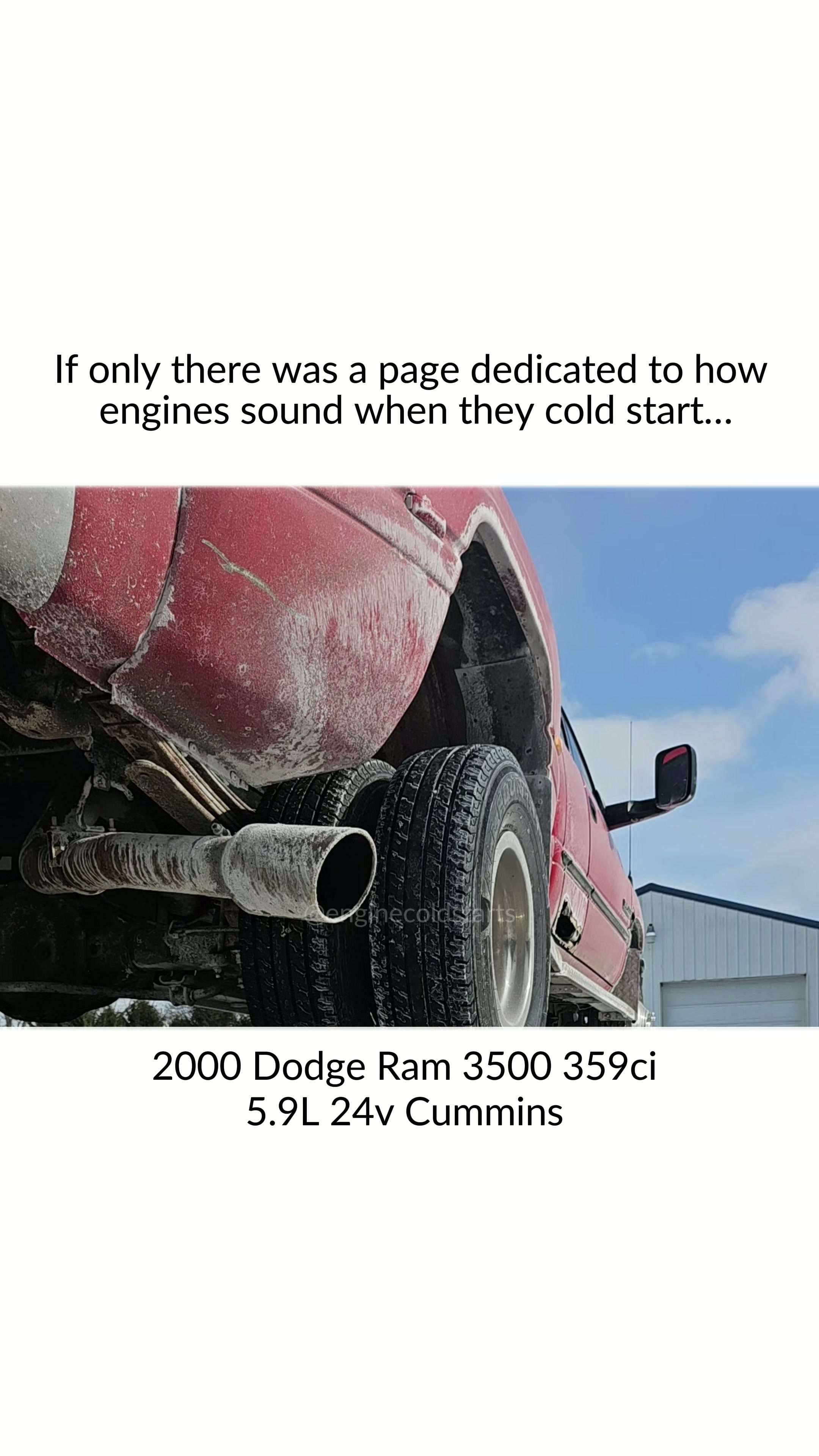 2000 Dodge Ram 3500 359ci 5.9L 24v Cummins 

#Ram3500 #5point9Cummins #24vCummins #CumminsPower #DieselTruck #CumminsLife #DodgeRamNation #DieselReels #ColdStart #ReelTrucks #ViralTrucks #RollCoal #TurboDiesel #BuiltNotBought #HeavyDutyRam #TruckCulture #CumminsNation #RamTough #WorkTruckLife #DieselSmoke #359Cummins #AmericanDiesel #Explorer #BoostedDiesel #DieselAddicts #DieselBeast