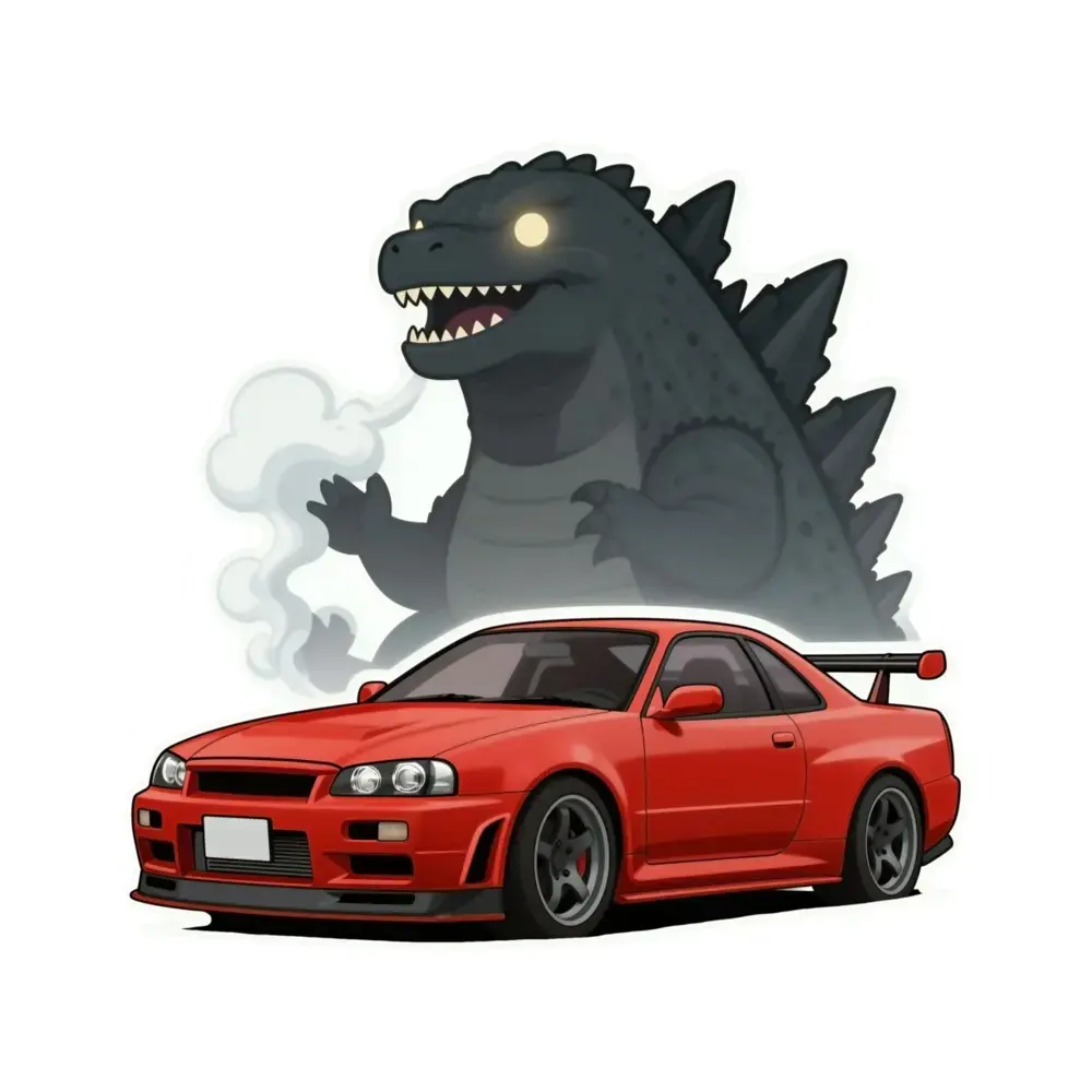 Legendary JDM Red Sports Car Godzilla
